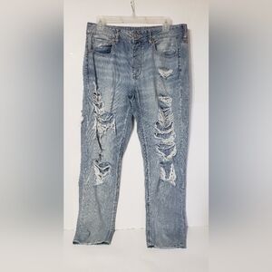 American Eagle tomgirl button fly destressed jeans womens size 8 regular